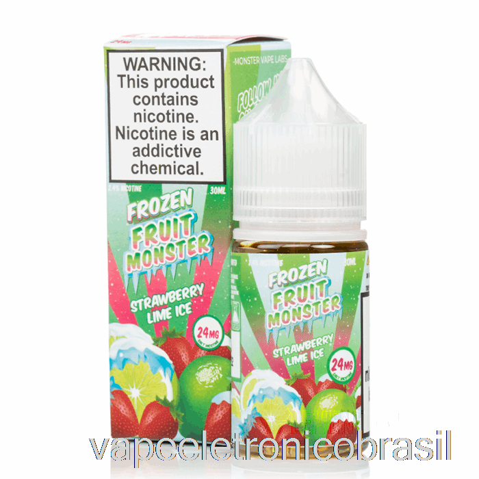 Vape Recarregável Gelo Morango Limão - Sais Monstros De Frutas Congeladas - 30ml 48mg